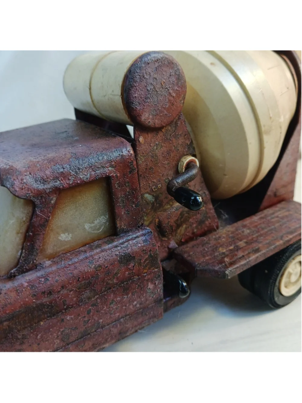VTG Tonka Jeep Cement Mixer Truck Red Pressed Steel 1960’s Patina Farmhouse